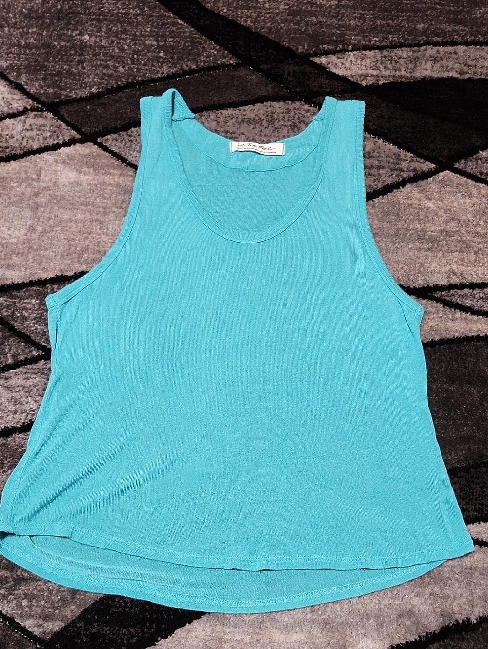 WE THE FREE TEAL-BLUE RIBBED SCOOP-NECK TANK-TOP